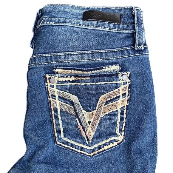 Vigoss Medium Wash Distressed Skinny Embroidered Jeans Women’s size 6 - Picture 5 of 13